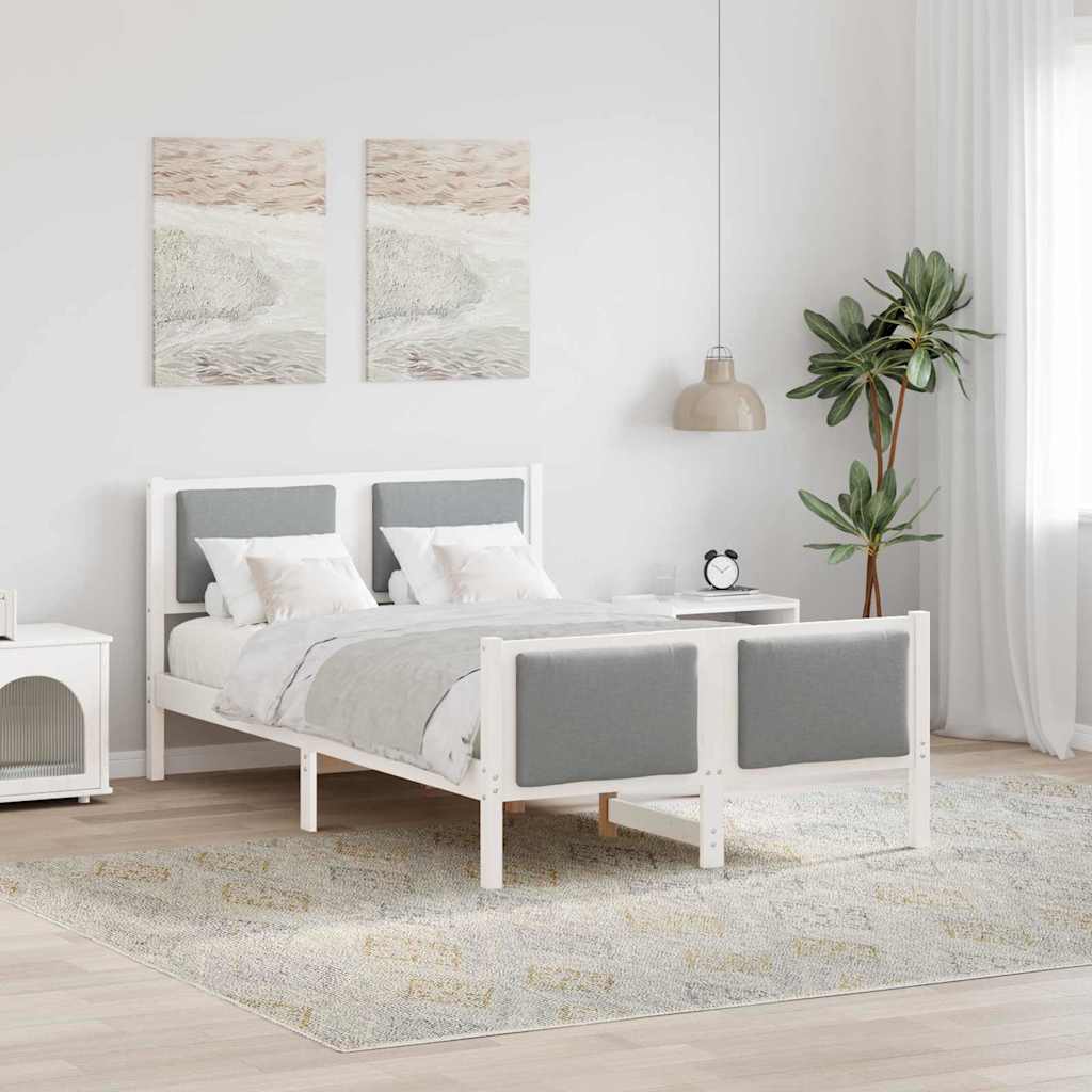 Cadre de lit avec tête de lit Gris clair 120 x 190 cm tissu - XIOS