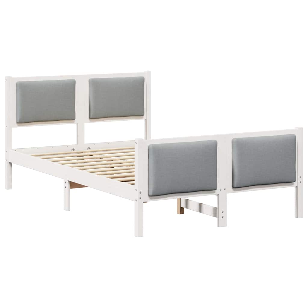 Cadre de lit avec tête de lit Gris clair 120 x 190 cm tissu - XIOS