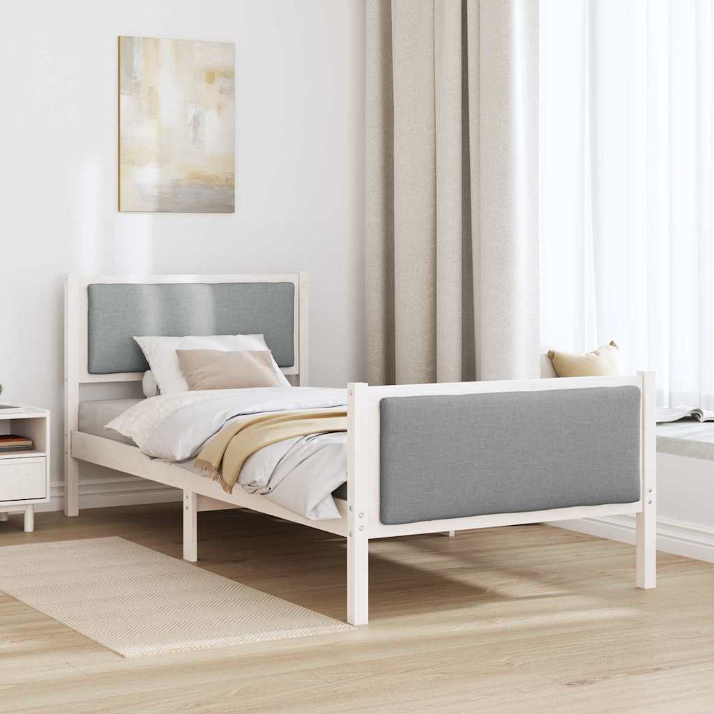 Cadre de lit avec tête de lit Gris clair 100 x 200 cm tissu - XIOS