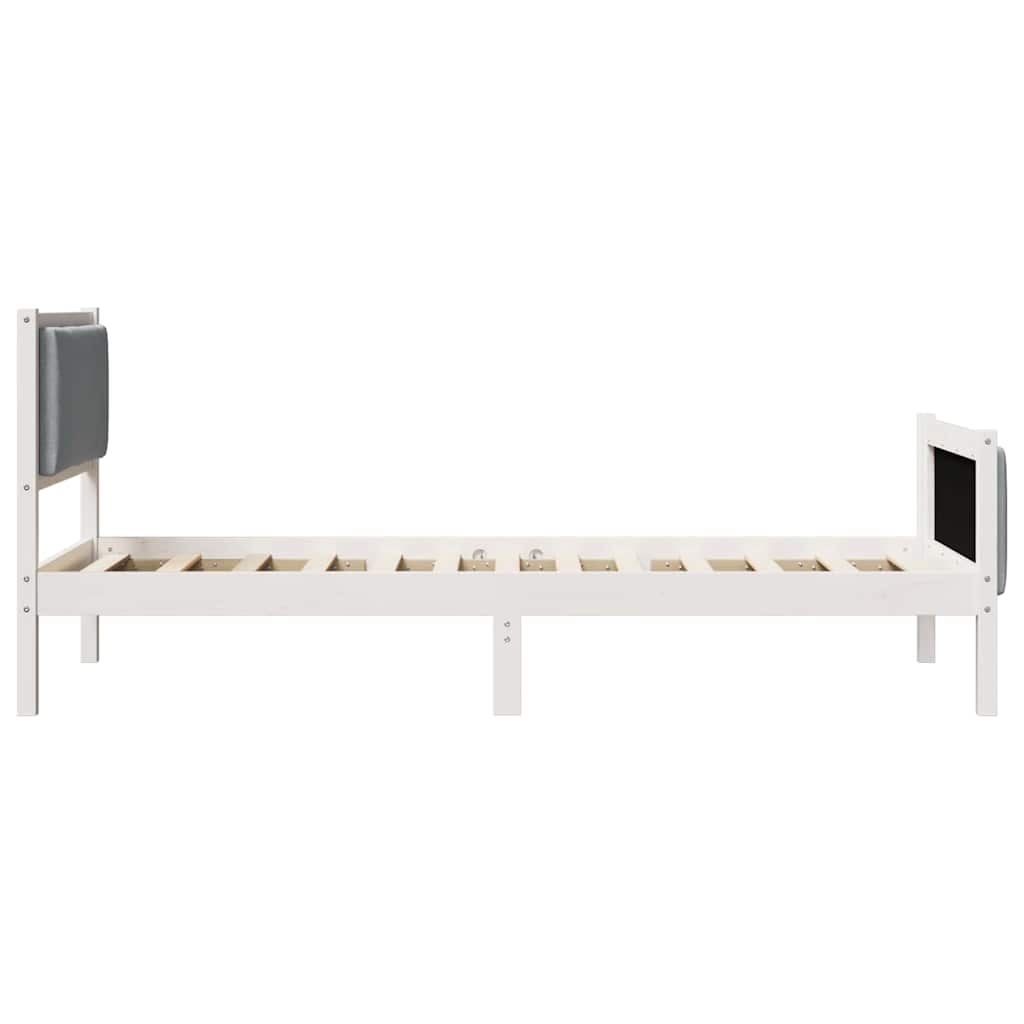 Cadre de lit avec tête de lit Gris clair 100 x 200 cm tissu - XIOS