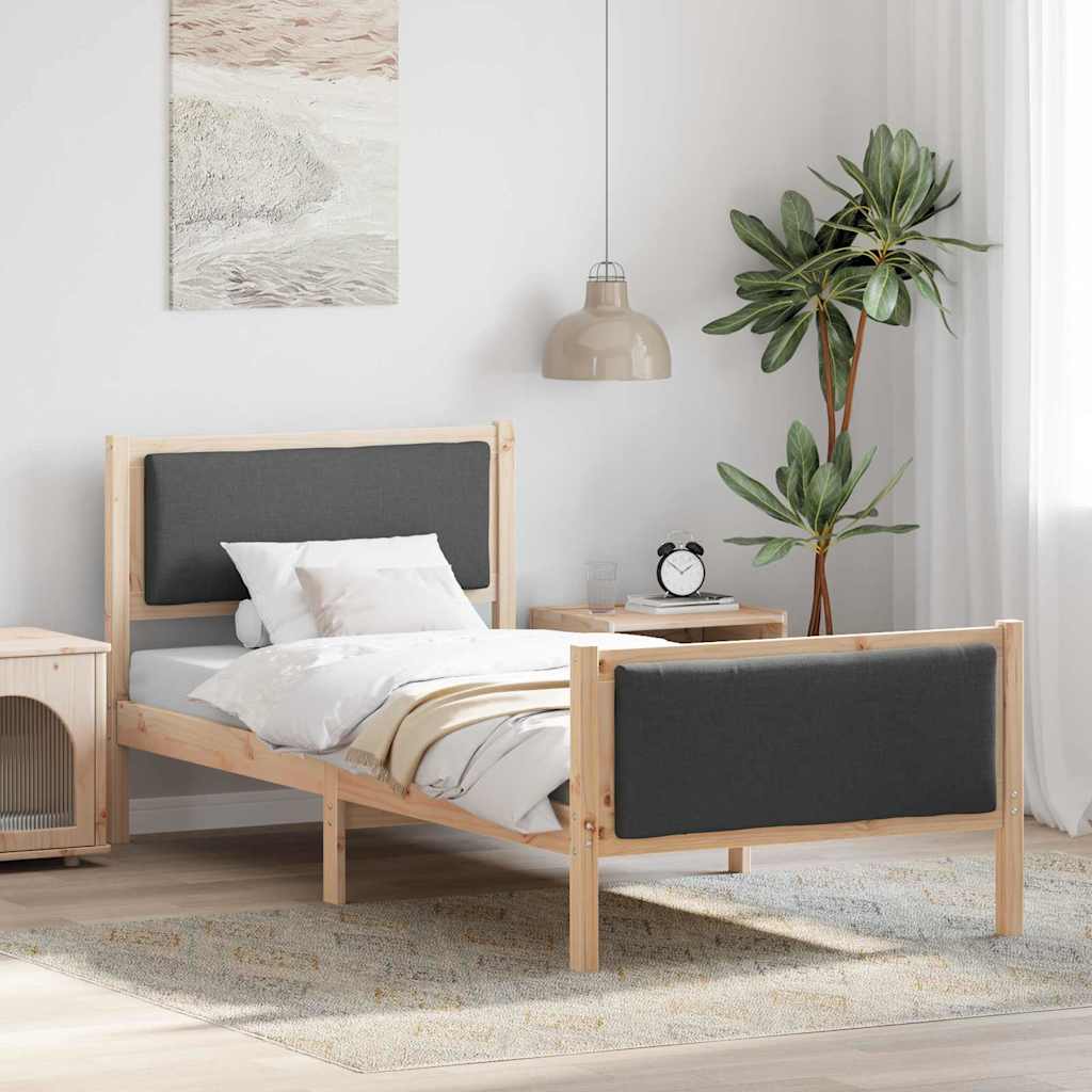 Cadre de lit avec tête de lit Gris foncé 90 x 200 cm tissu - XIOS