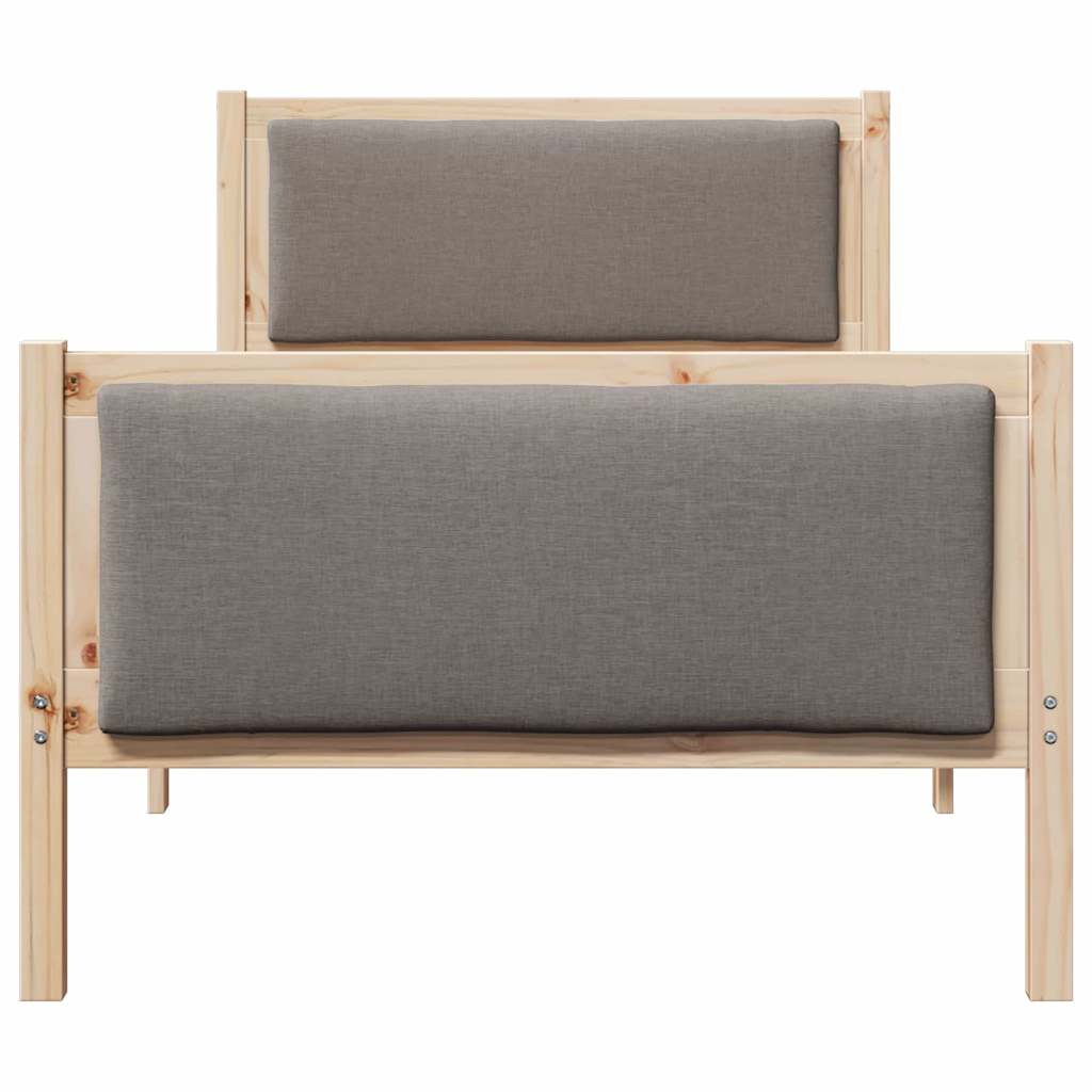 Cadre de lit avec tête de lit Taupe 90 x 200 cm tissu - XIOS