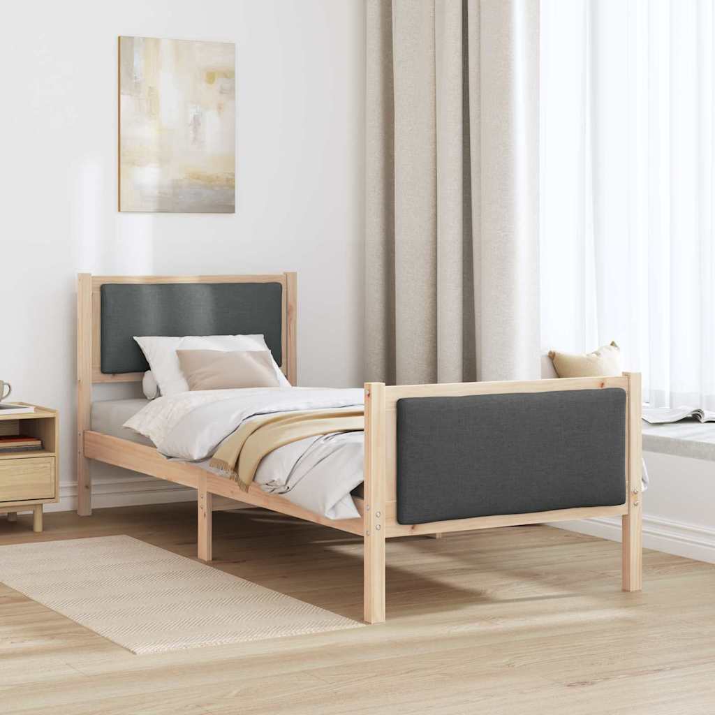 Cadre de lit avec tête de lit Gris foncé 80 x 200 cm tissu - XIOS