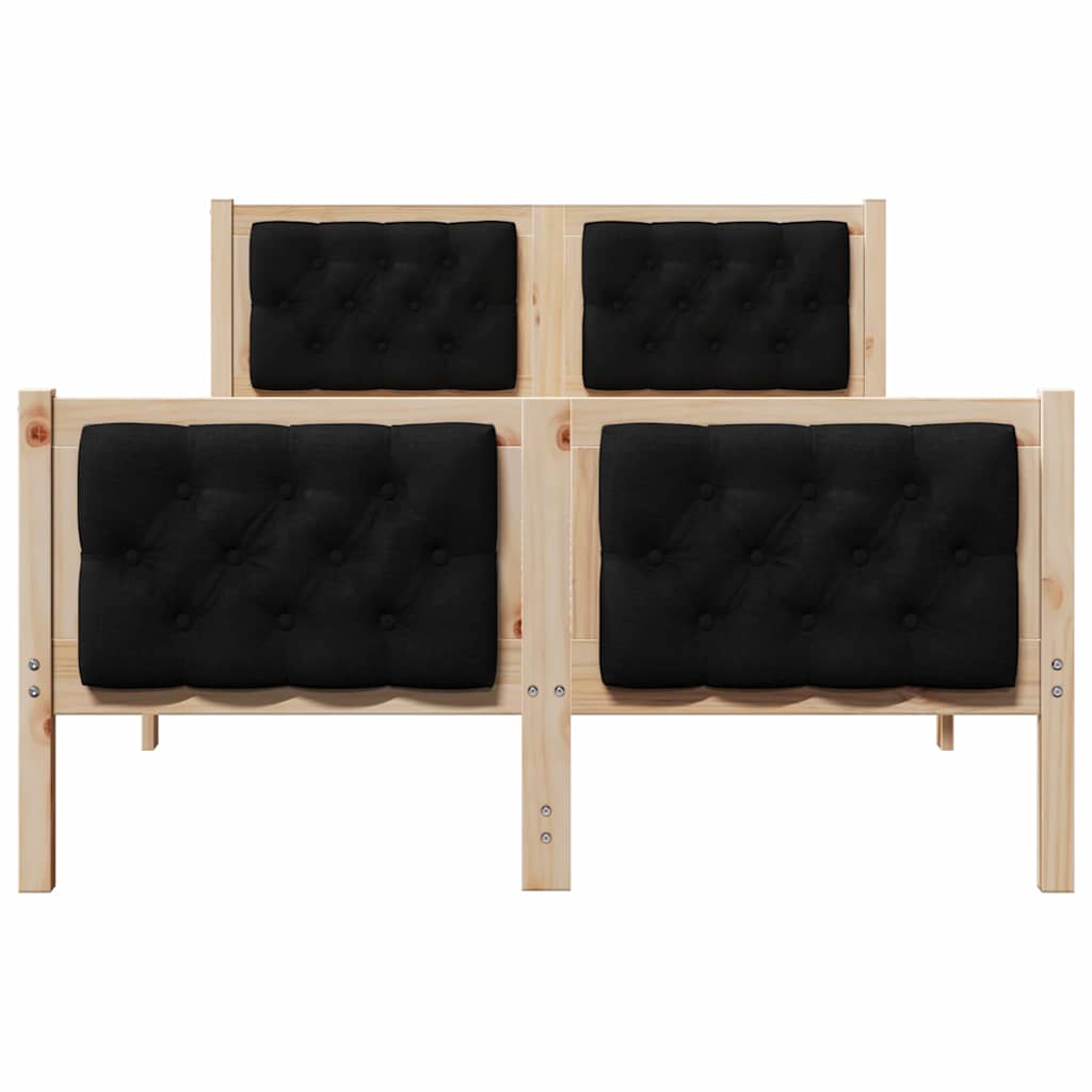 Cadre de lit avec tête de lit Noir 135 x 190 cm Pin massif - XIOS