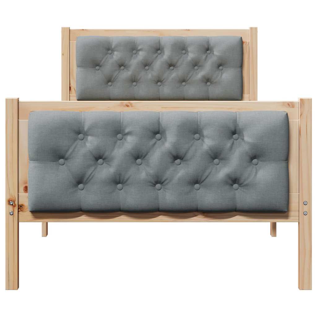 Cadre de lit avec tête de lit Gris clair 90 x 190 cm tissu - XIOS