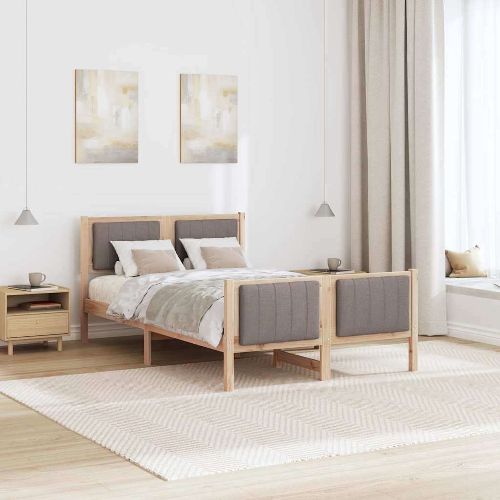 Cadre de lit Marron et taupe 120 x 190 cm Bois massif en pin - XIOS