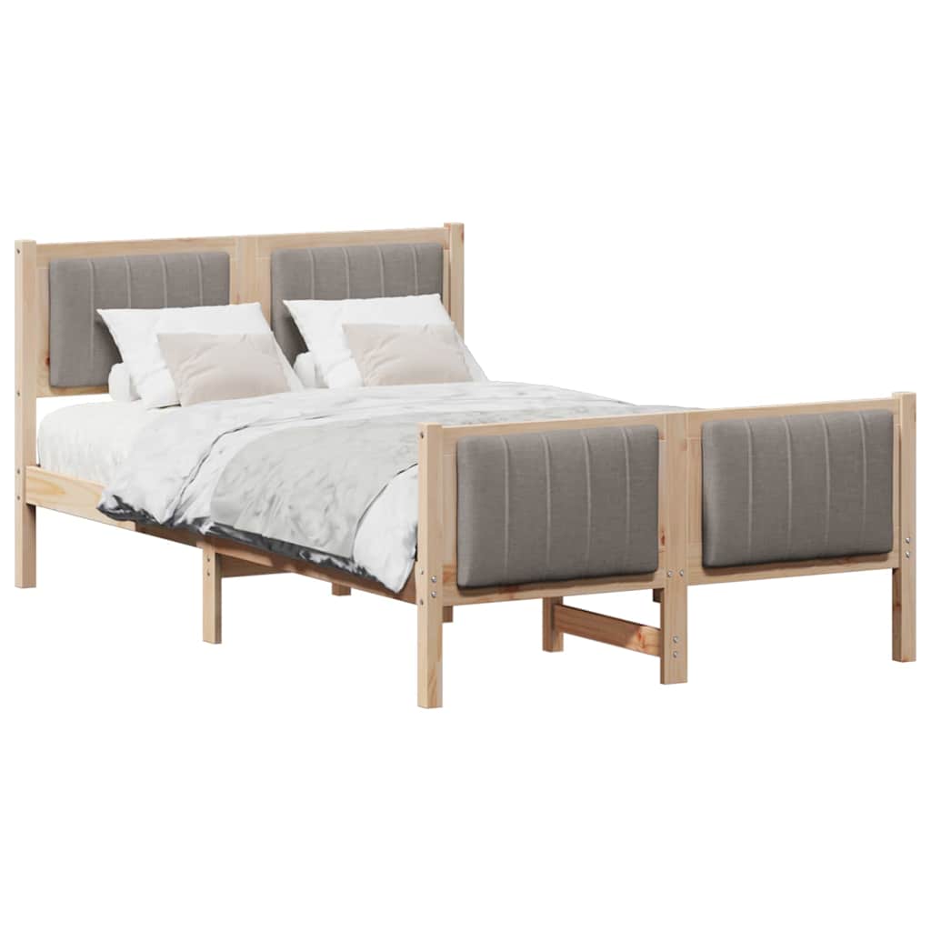 Cadre de lit Marron et taupe 120 x 190 cm Bois massif en pin - XIOS