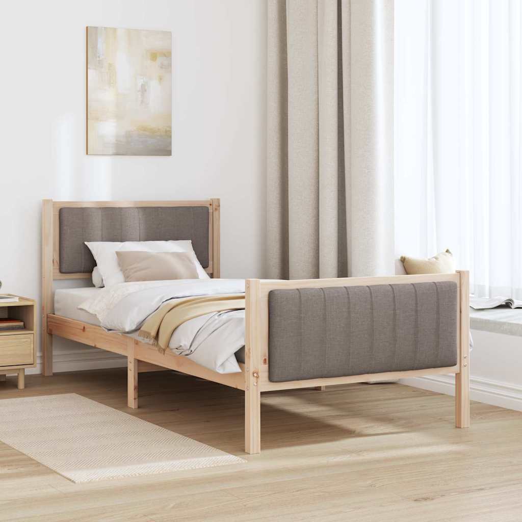 Cadre de lit Marron et taupe 90 x 190 cm Bois massif en pin - XIOS