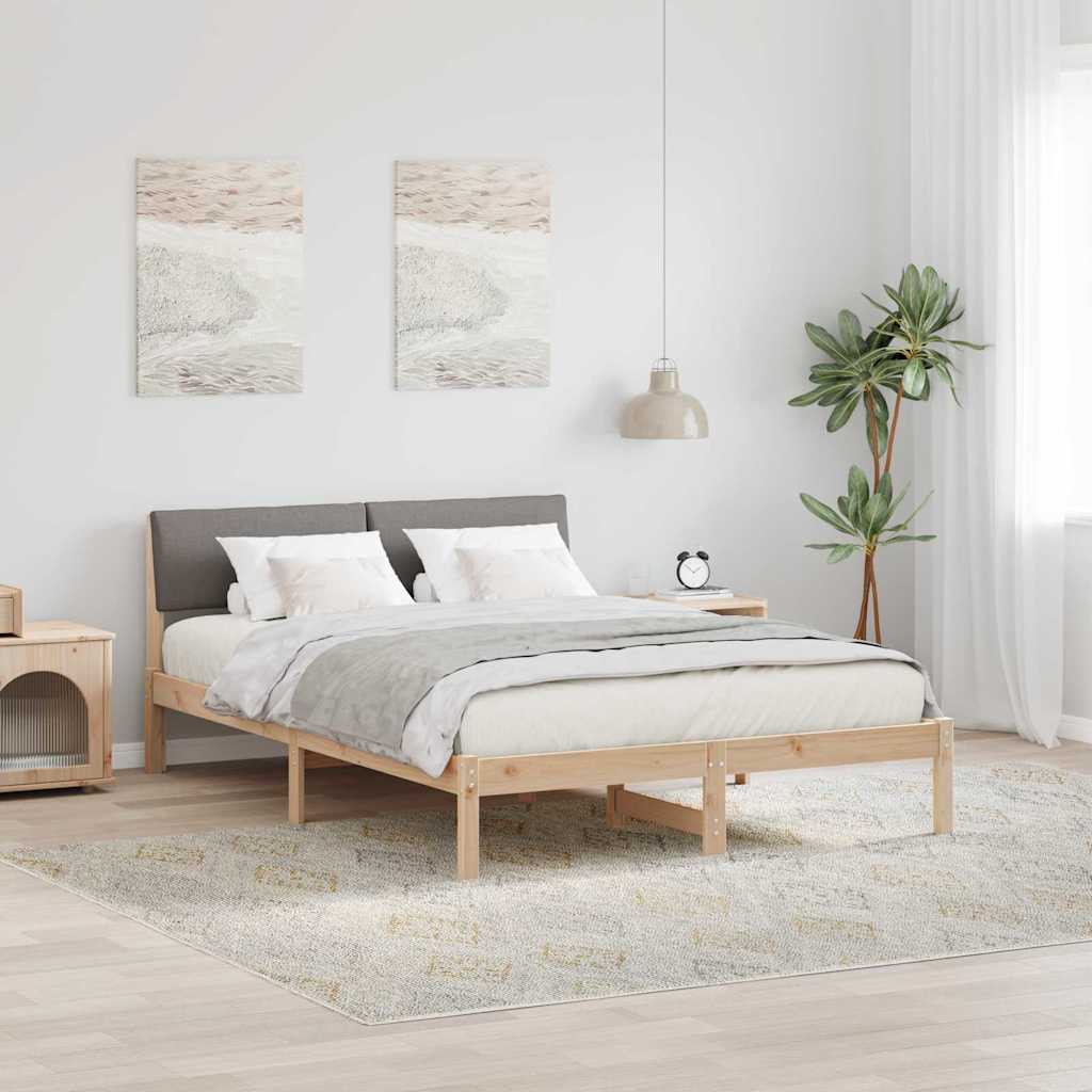 Cadre de lit Marron et taupe 140 x 200 cm Bois massif en pin - XIOS