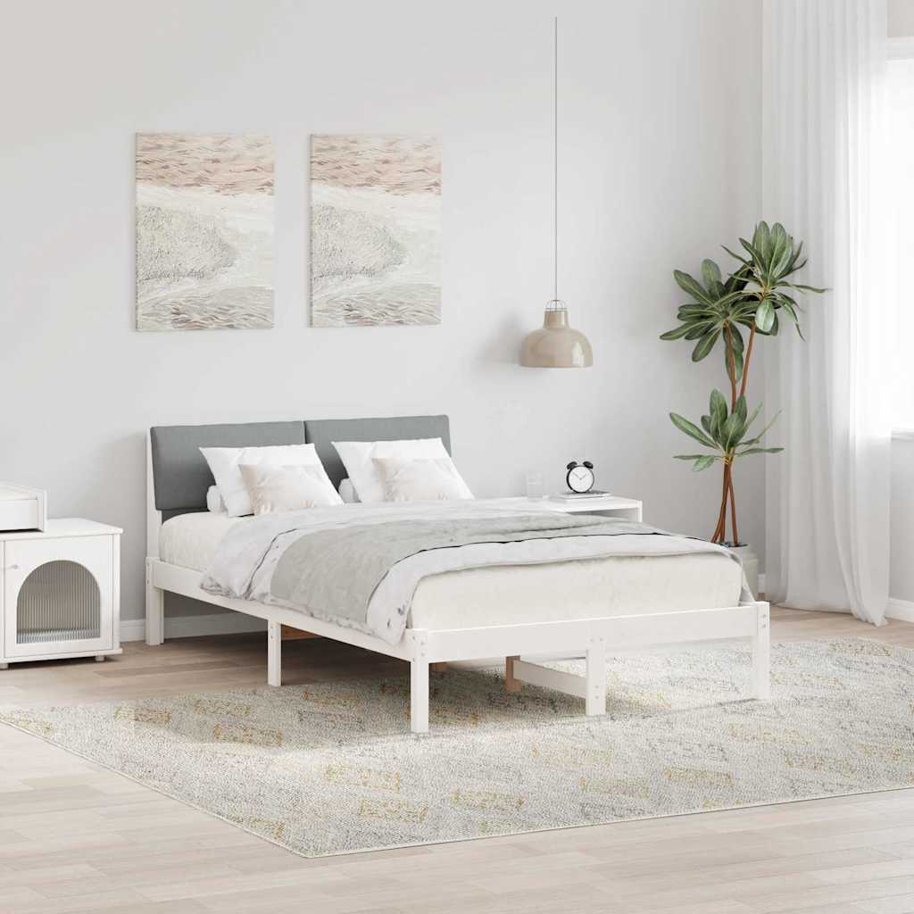 Cadre de lit avec tête de lit Blanc et gris clair 120 x 190 cm - XIOS