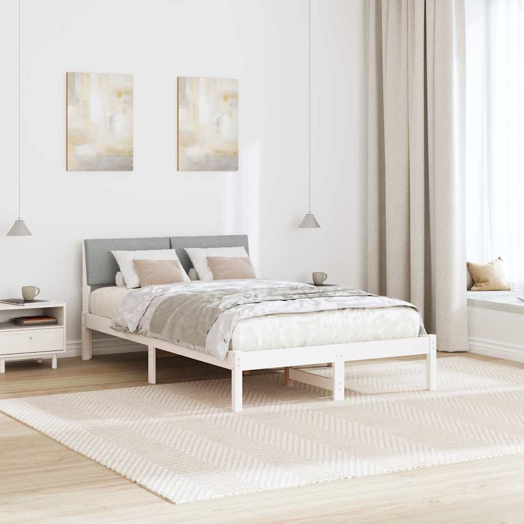 Cadre de lit avec tête de lit Blanc et gris clair 120 x 190 cm - XIOS