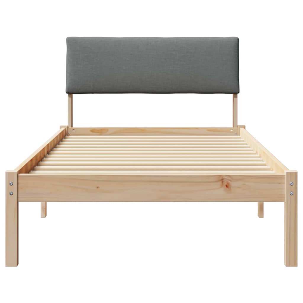 Cadre de lit avec tête de lit marron et gris foncé 100 x 200 cm - XIOS