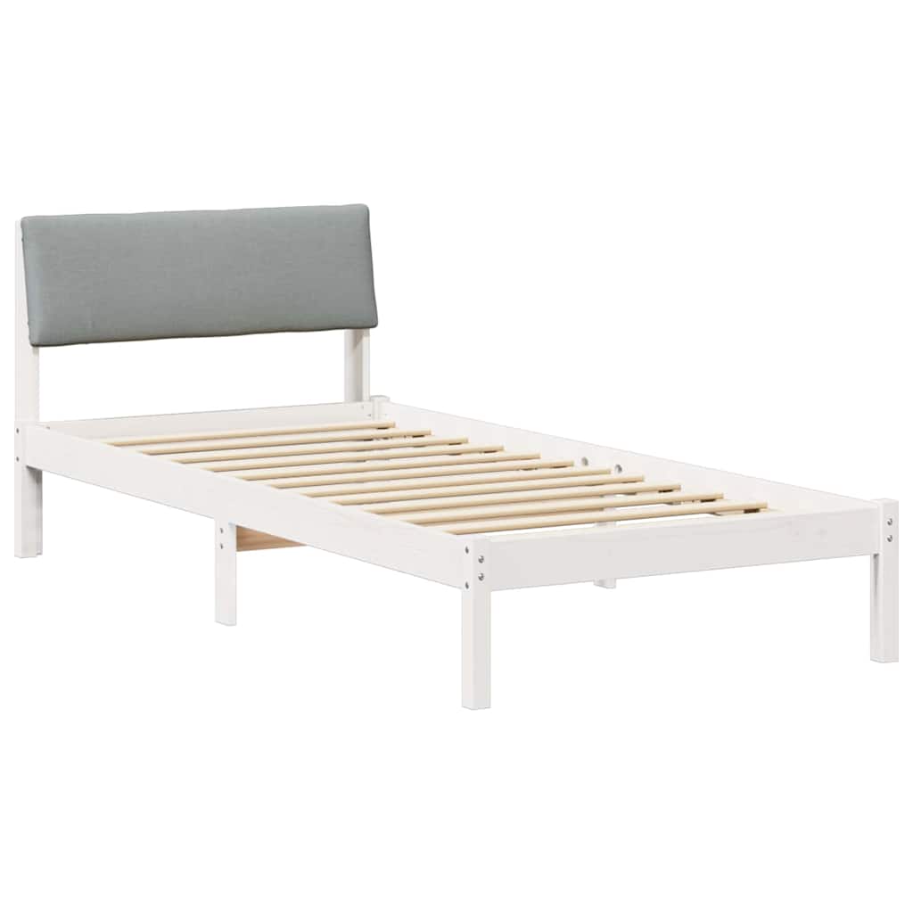 Cadre de lit Blanc et gris clair 90 x 190 cm Bois massif en pin - XIOS