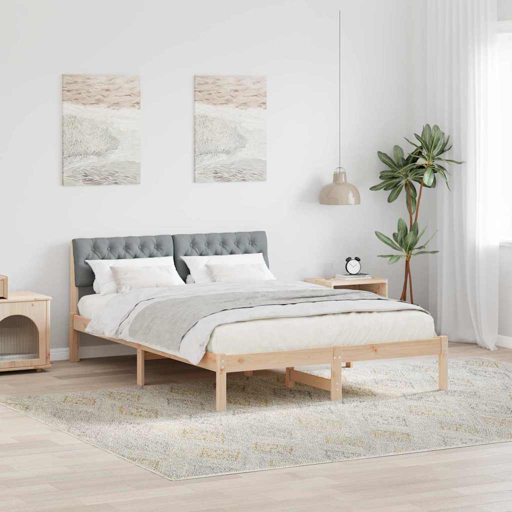 Cadre de lit avec tête de lit Marron et gris clair 140 x 190 cm - XIOS