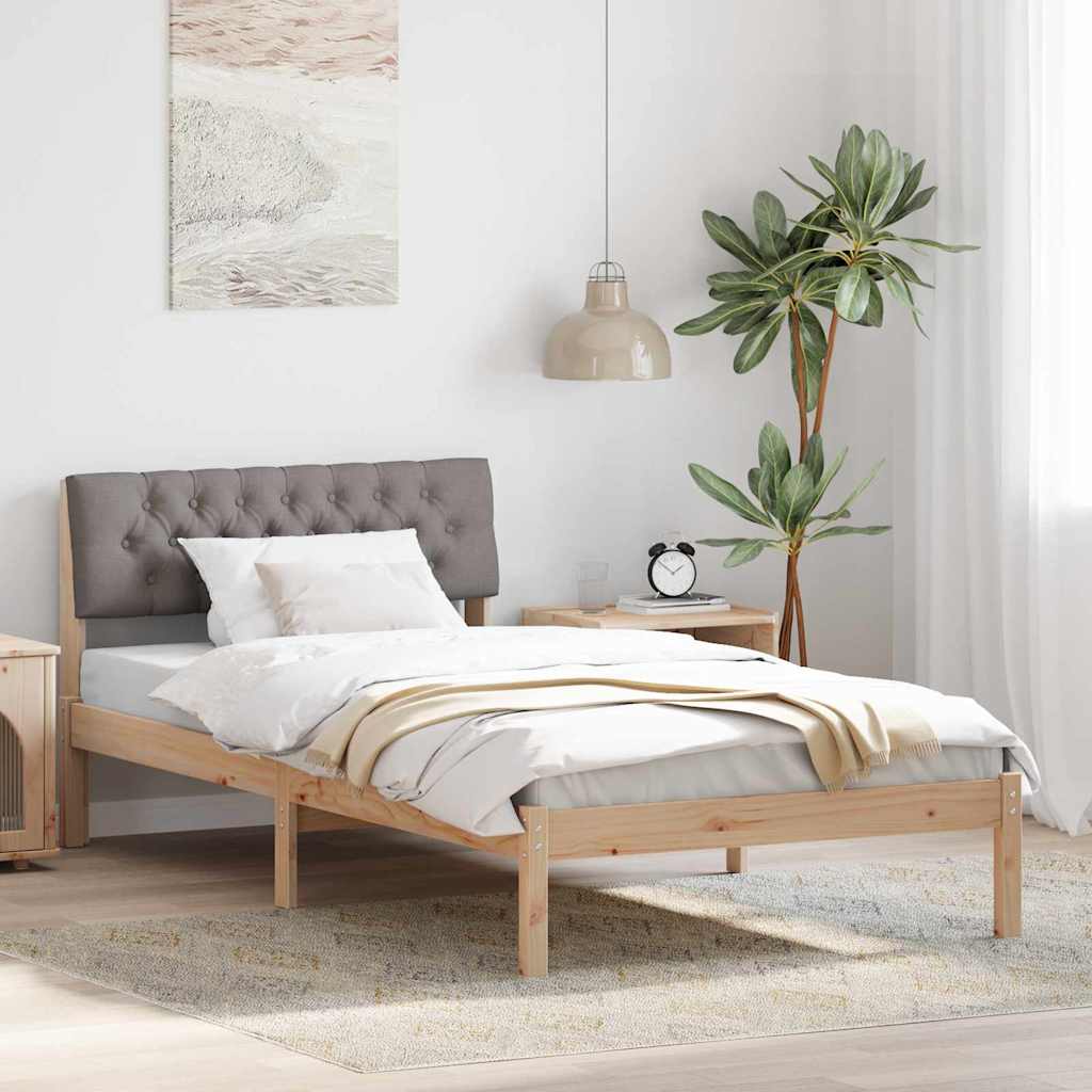Cadre de lit Marron et taupe 100 x 200 cm Bois massif en pin - XIOS