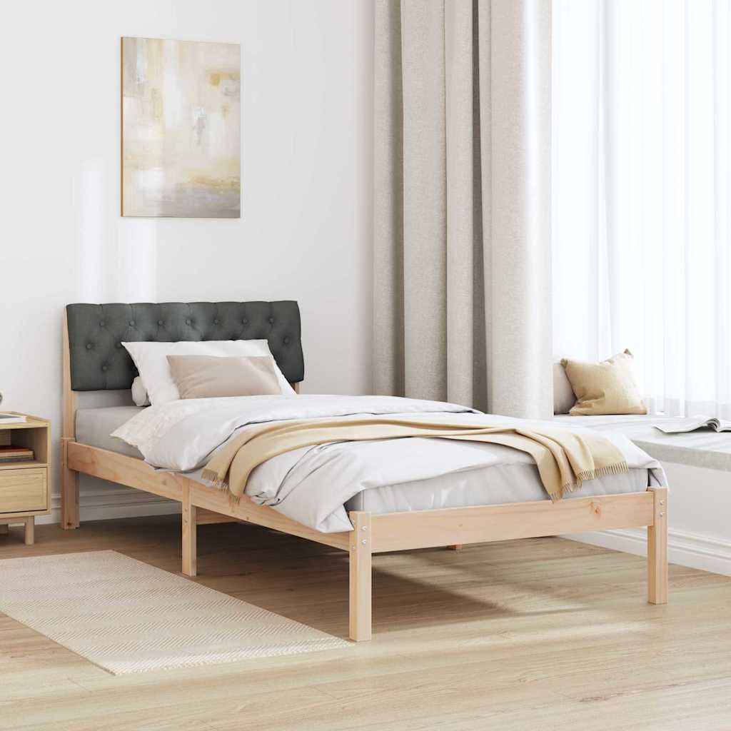 Cadre de lit avec tête de lit marron et gris foncé 90 x 200 cm - XIOS
