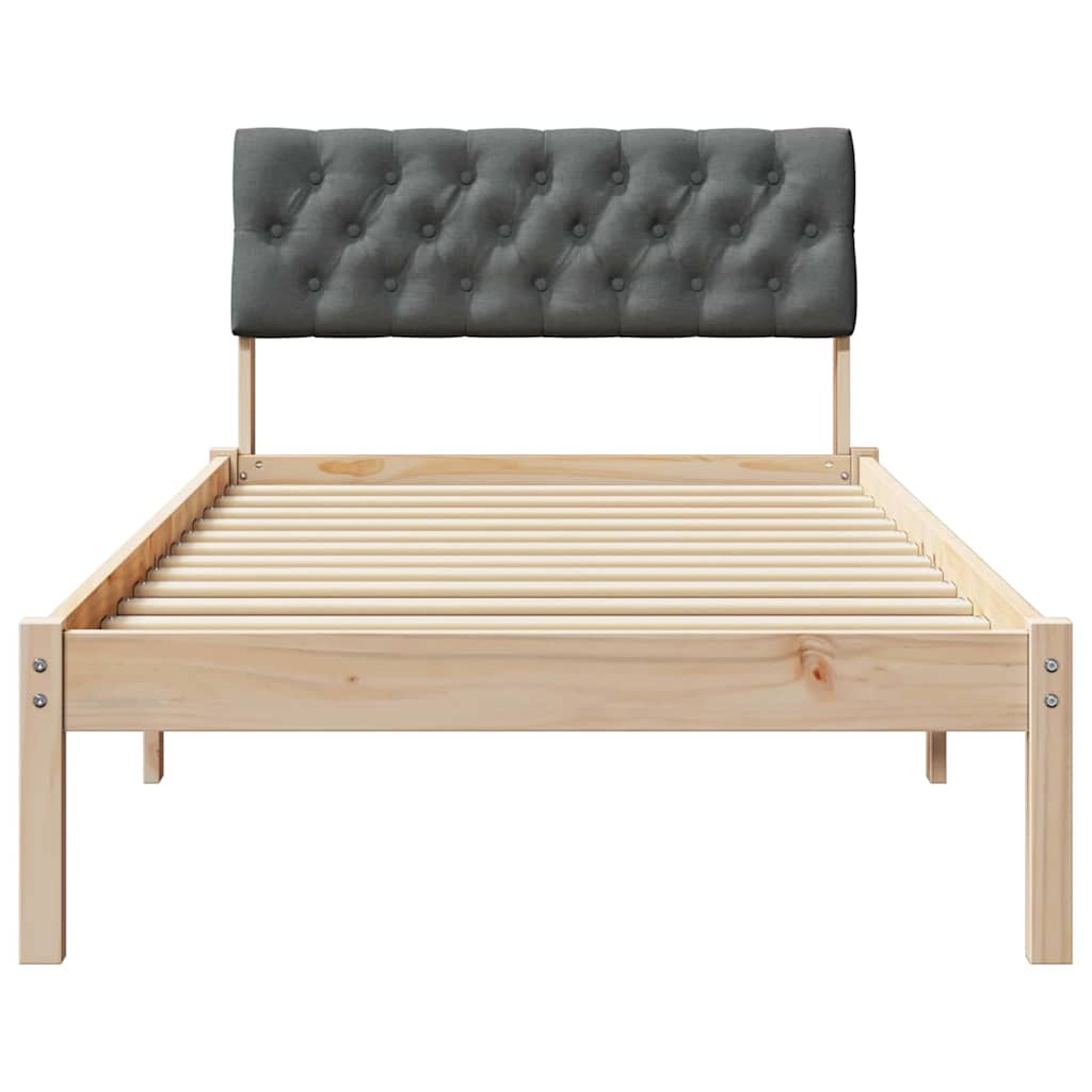 Cadre de lit avec tête de lit marron et gris foncé 90 x 200 cm - XIOS
