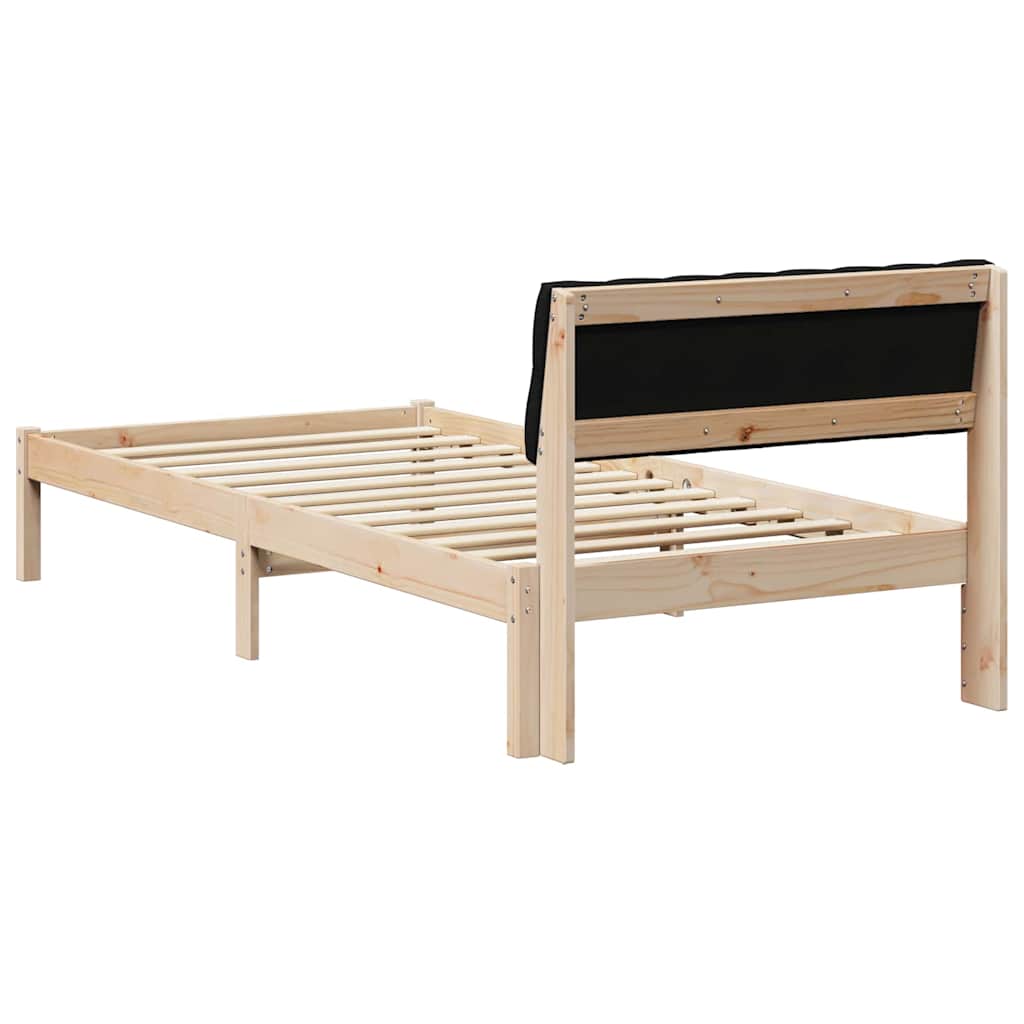 Cadre de lit Marron et noir 90 x 200 cm Bois massif en pin - XIOS