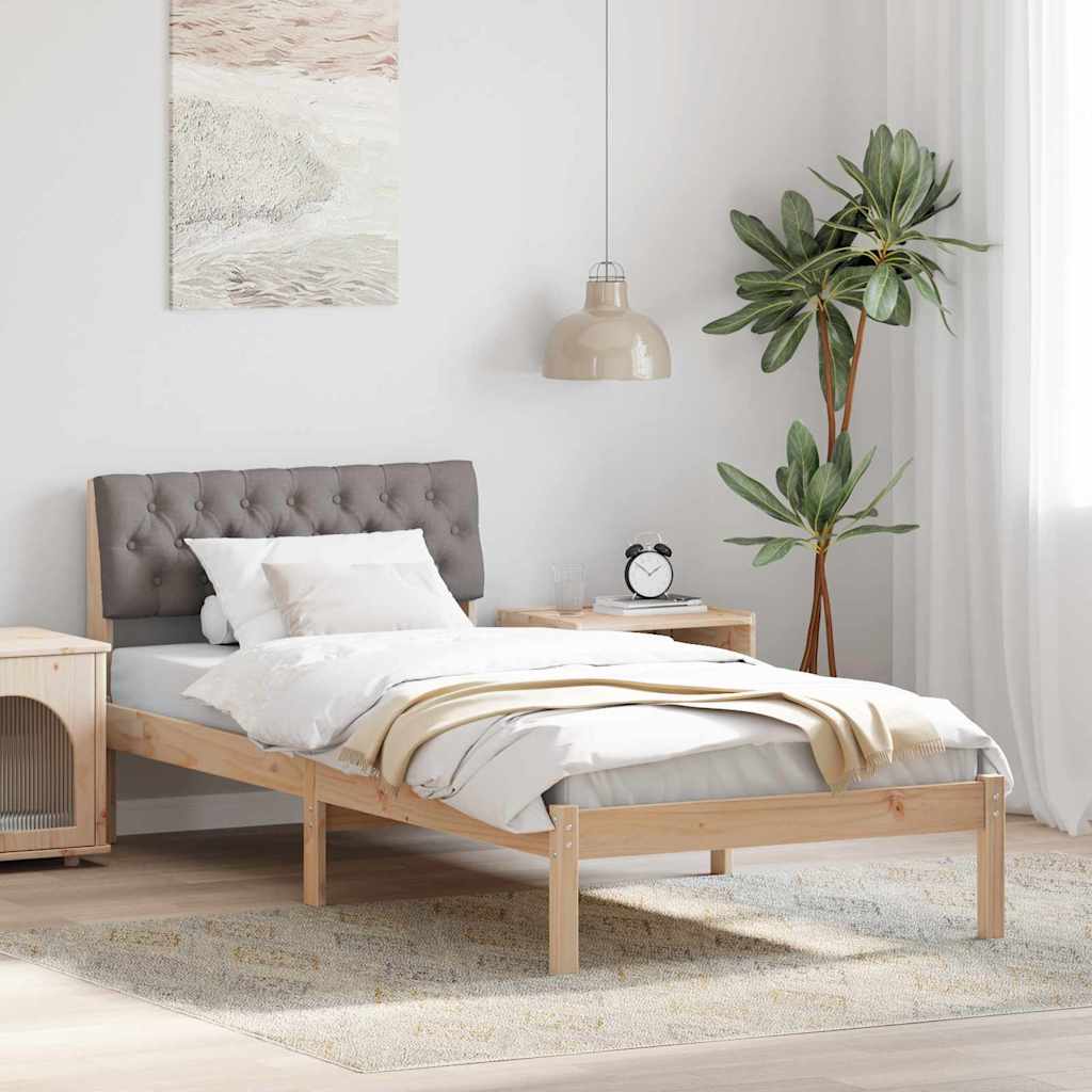 Cadre de lit Marron et taupe 90 x 200 cm Bois massif en pin - XIOS