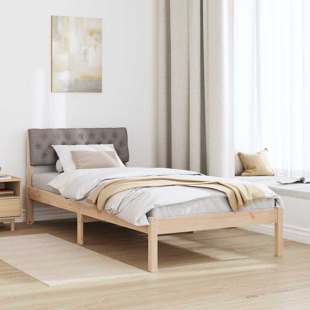 Cadre de lit Marron et taupe 90 x 200 cm Bois massif en pin - XIOS
