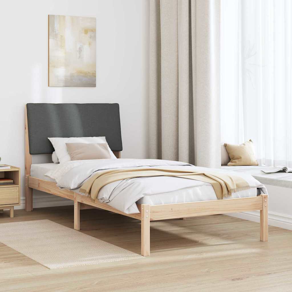 Cadre de lit avec tête de lit marron et gris foncé 100 x 200 cm - XIOS