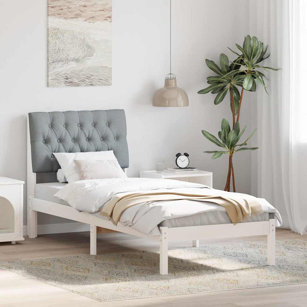 Cadre de lit avec tête de lit rembourrée Blanc 75 x 190 cm - XIOS
