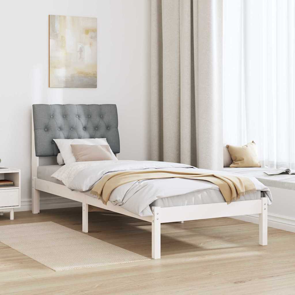 Cadre de lit avec tête de lit rembourrée Blanc 75 x 190 cm - XIOS