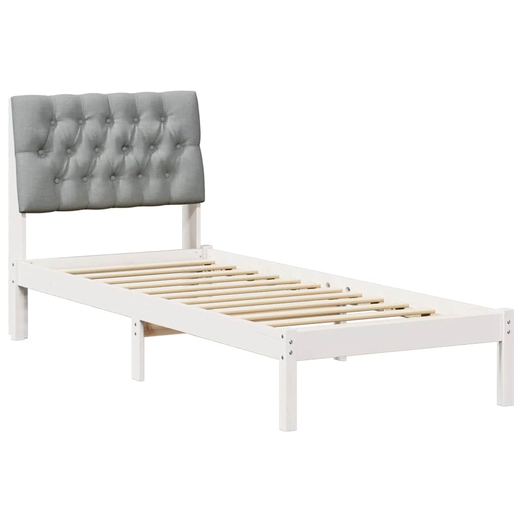 Cadre de lit avec tête de lit rembourrée Blanc 75 x 190 cm - XIOS