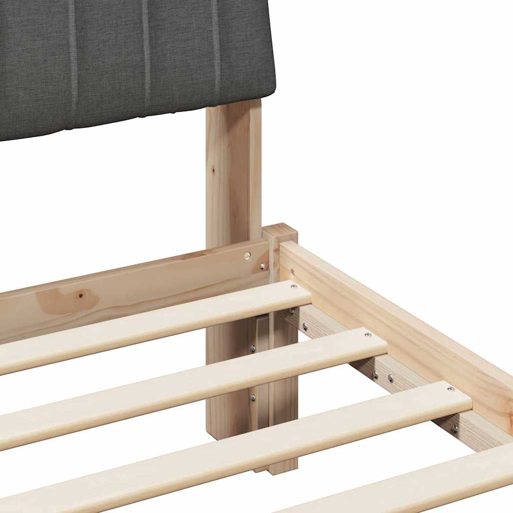 Cadre de lit Gris foncé 140 x 190 cm Pin massif - XIOS