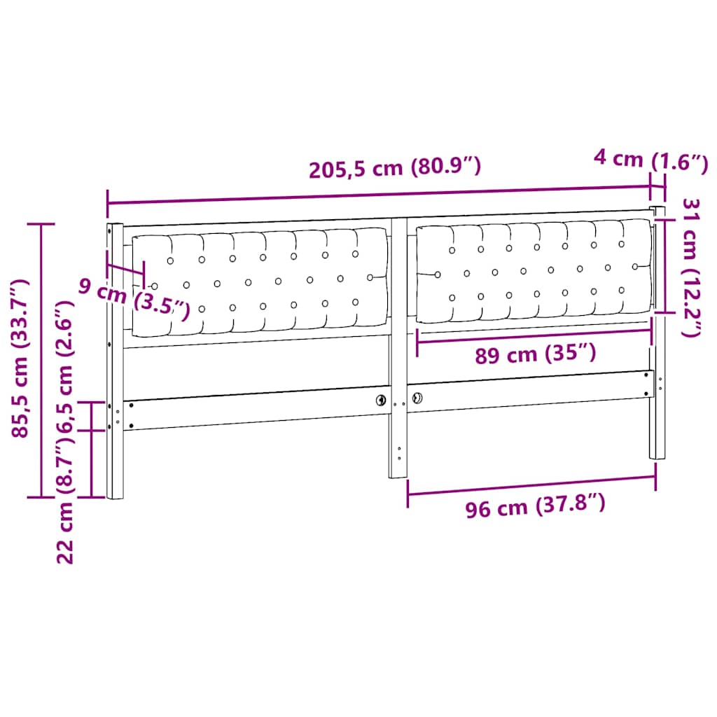 Tête de lit Marron et gris clair 200 cm Bois massif en pin - XIOS