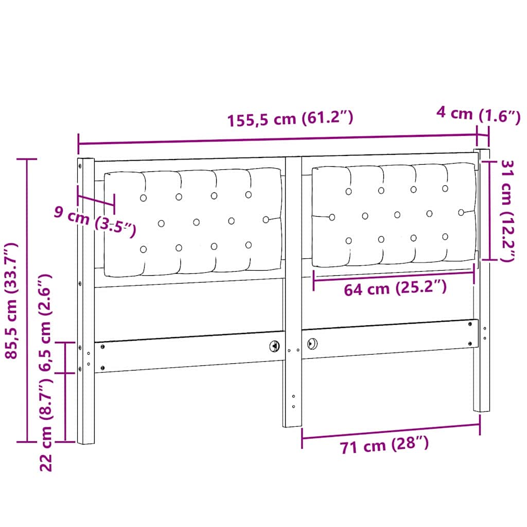 Tête de lit marron et gris foncé 150 cm Bois massif en pin - XIOS