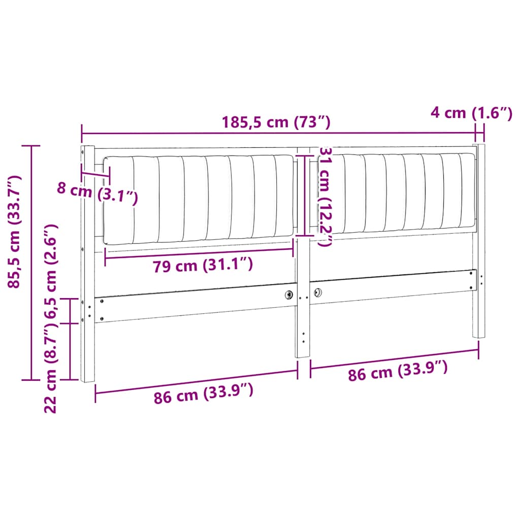 Tête de lit capitonnée avec tête de lit Blanc 180 cm Pin massif - XIOS