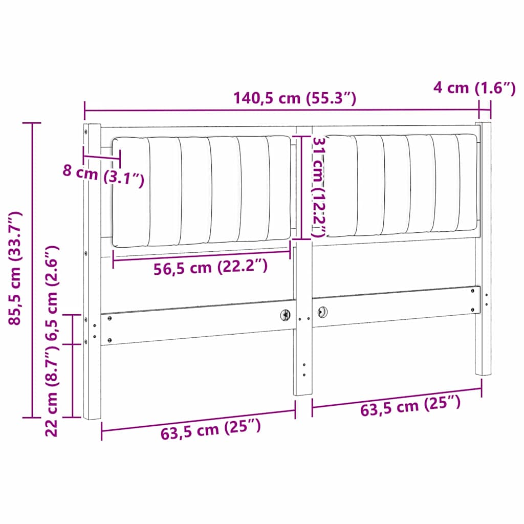 Tête de lit capitonnée avec tête de lit Blanc 135 cm Pin massif - XIOS