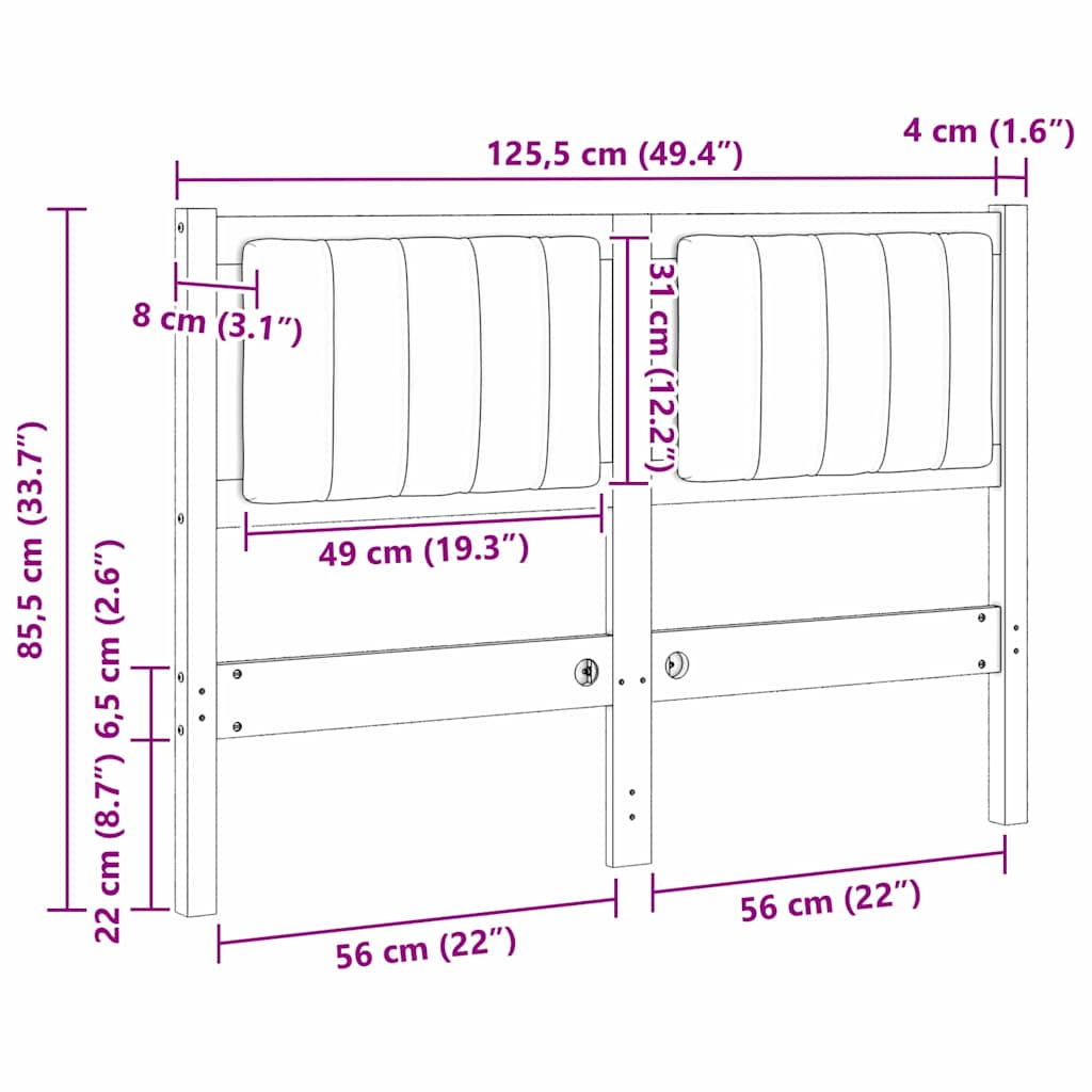 Tête de lit capitonnée Marron 120 cm Pin massif - XIOS