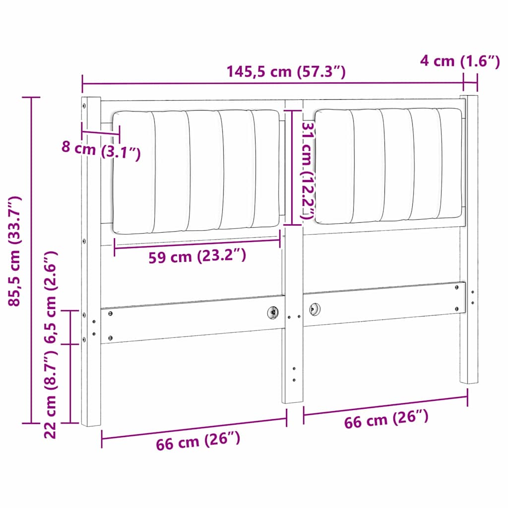 Tête de lit capitonnée avec tête de lit Blanc 120 cm Pin massif - XIOS