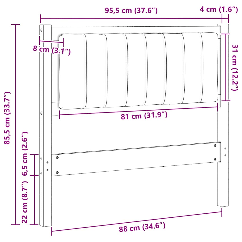 Tête de lit capitonnée avec tête de lit Marron 90 cm Pin massif - XIOS