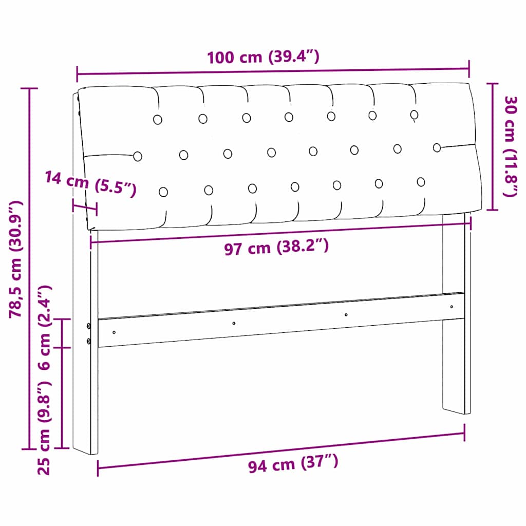 Tête de lit capitonnée Taupe 100 cm Pin massif - XIOS