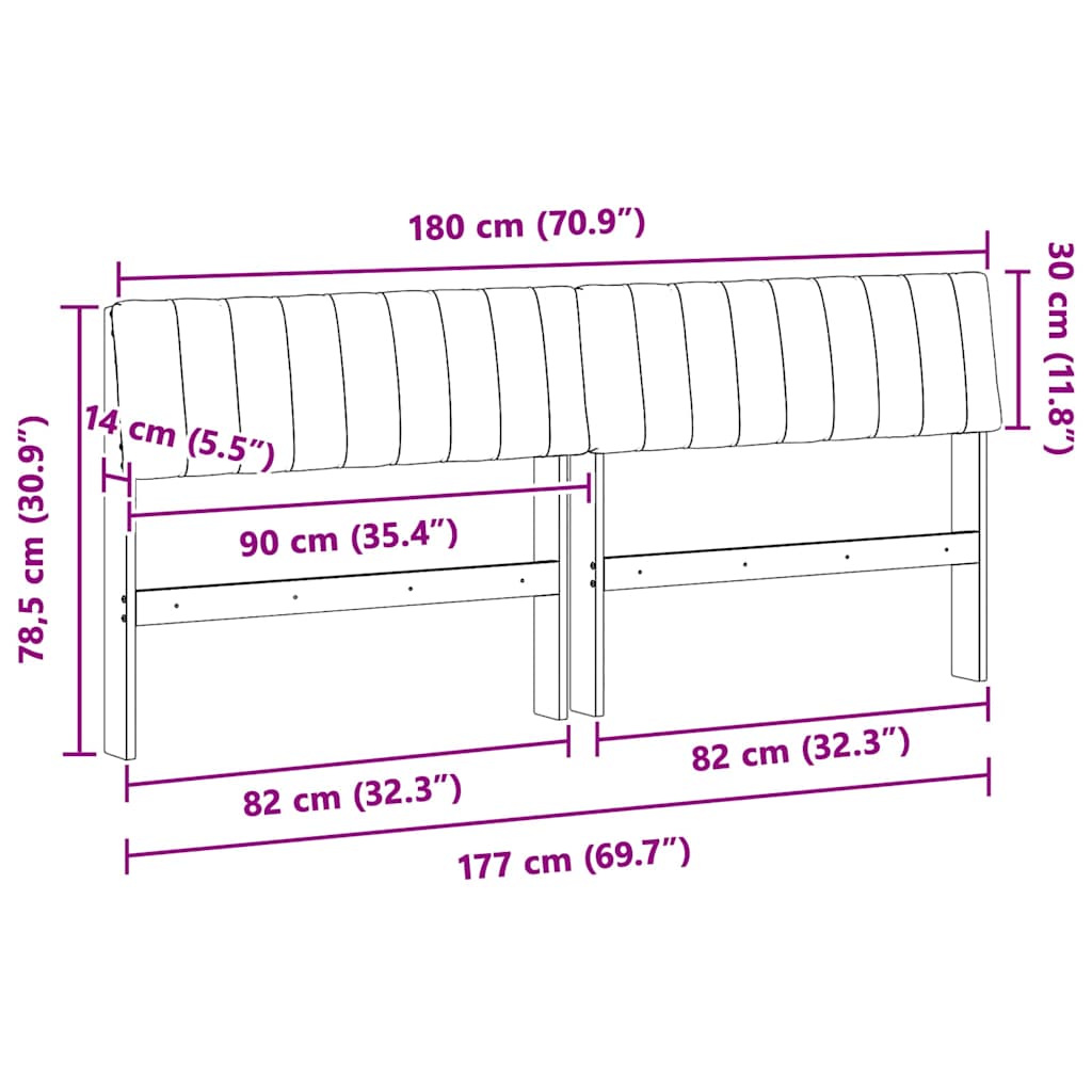 Tête de lit capitonnée Taupe 180 cm Pin massif - XIOS
