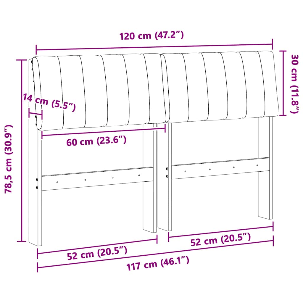 Tête de lit capitonnée Taupe 120 cm Pin massif - XIOS