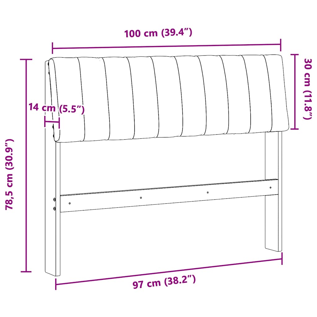 Tête de lit capitonnée Gris foncé 100 cm Pin massif - XIOS