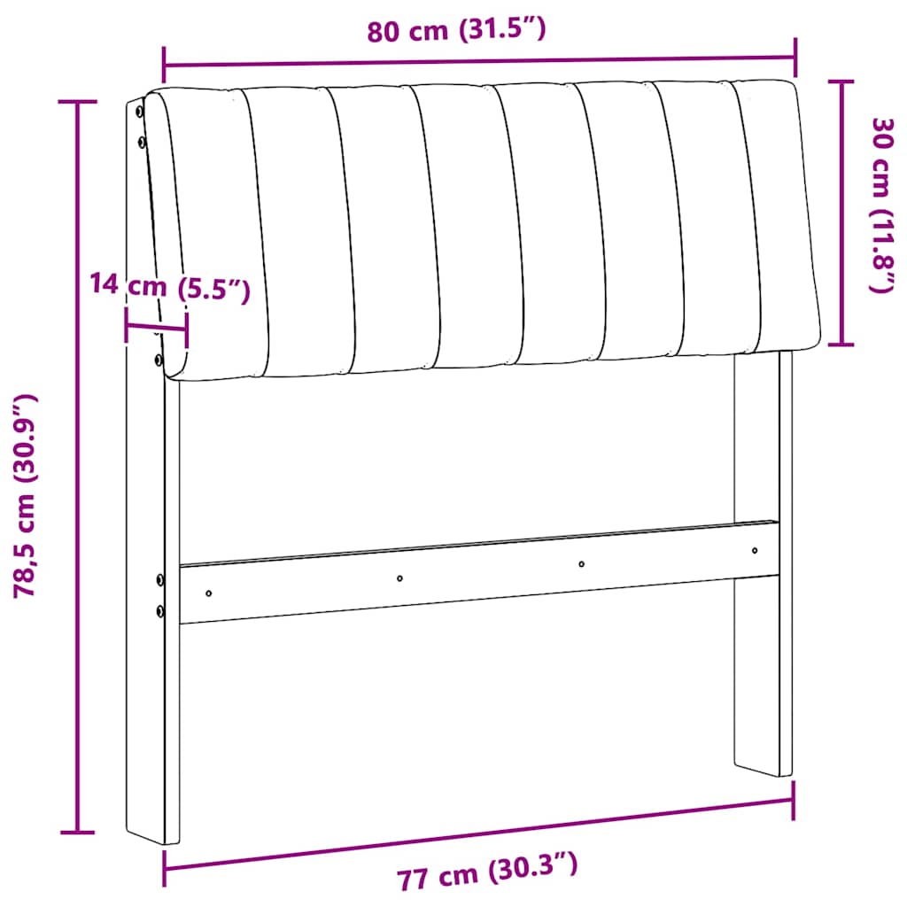 Tête de lit capitonnée Gris foncé 80 cm Pin massif - XIOS