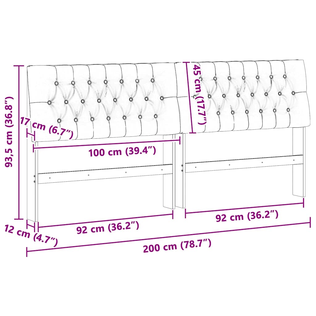 Tête de lit capitonnée Noir 200 cm Pin massif - XIOS