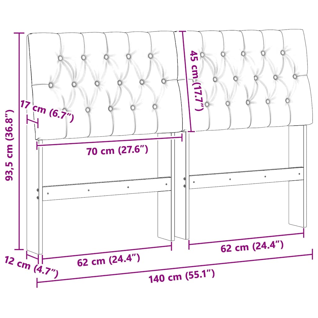 Tête de lit capitonnée Gris foncé 140 cm Pin massif - XIOS