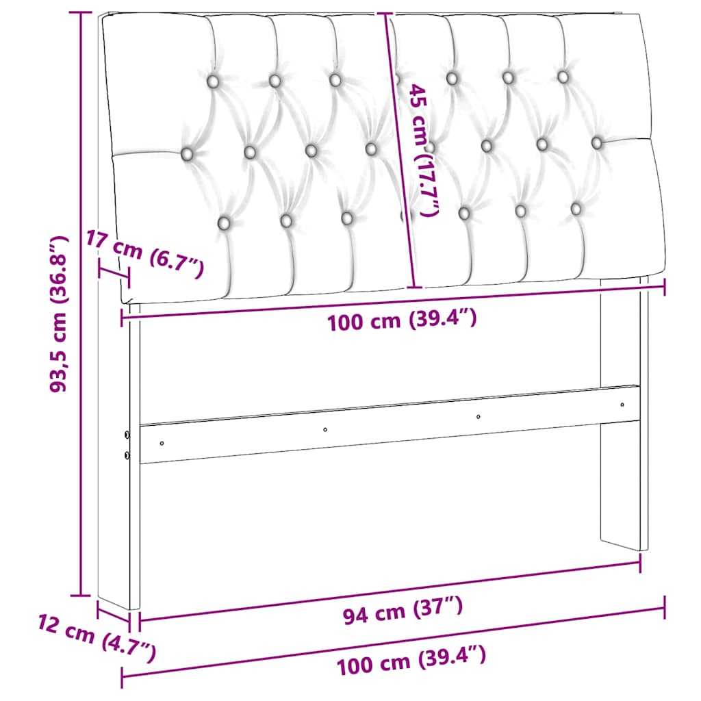 Tête de lit capitonnée Taupe 100 cm Pin massif - XIOS