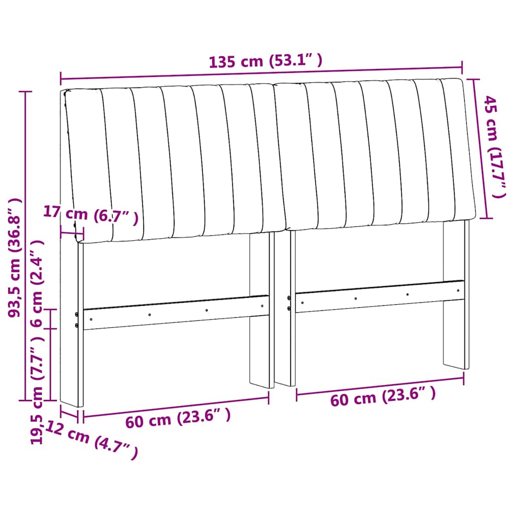 Tête de lit capitonnée Gris foncé 135 cm Pin massif - XIOS