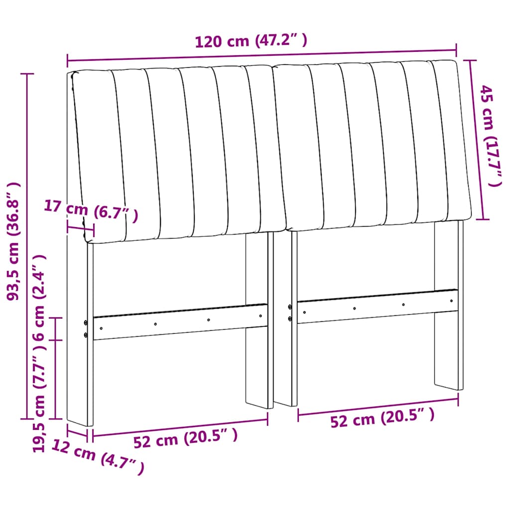 Tête de lit capitonnée Taupe 120 cm Pin massif - XIOS