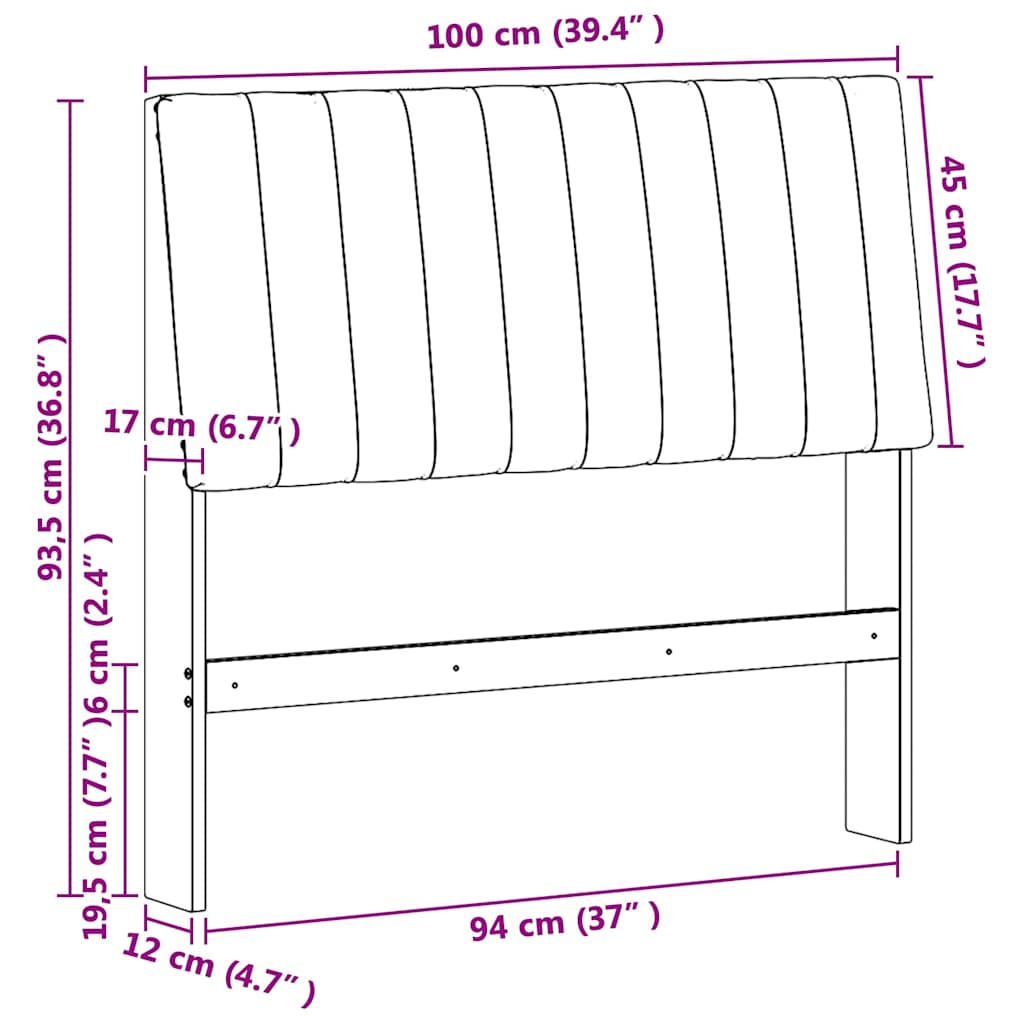 Tête de lit capitonnée Taupe 100 cm Pin massif - XIOS