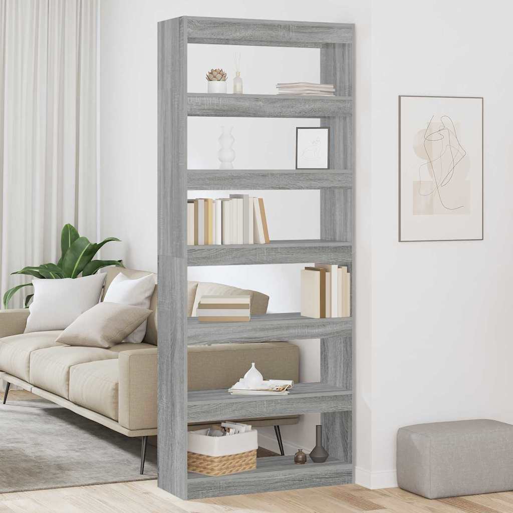 Bibliothèque Sonoma gris 80 x 30 x 198 cm Bois d'ingénierie - XIOS
