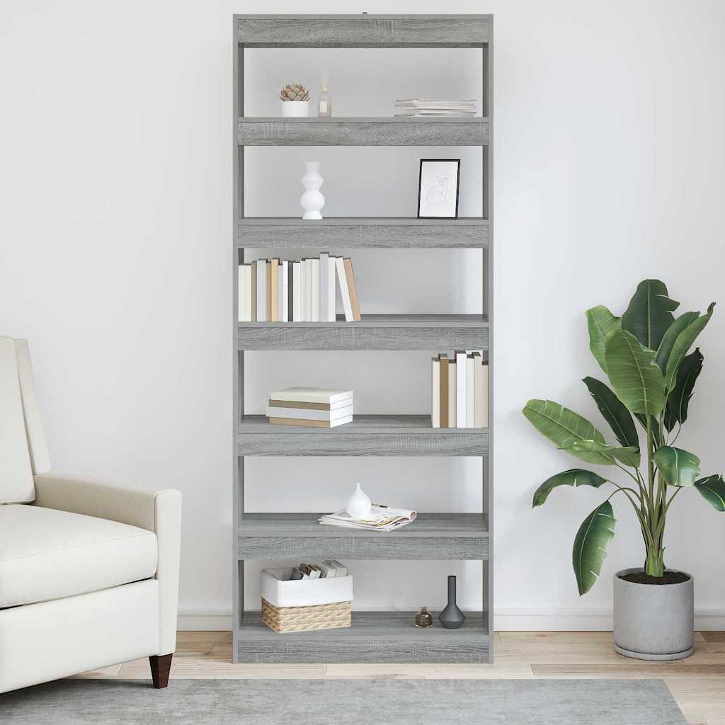 Bibliothèque Sonoma gris 80 x 30 x 198 cm Bois d'ingénierie - XIOS
