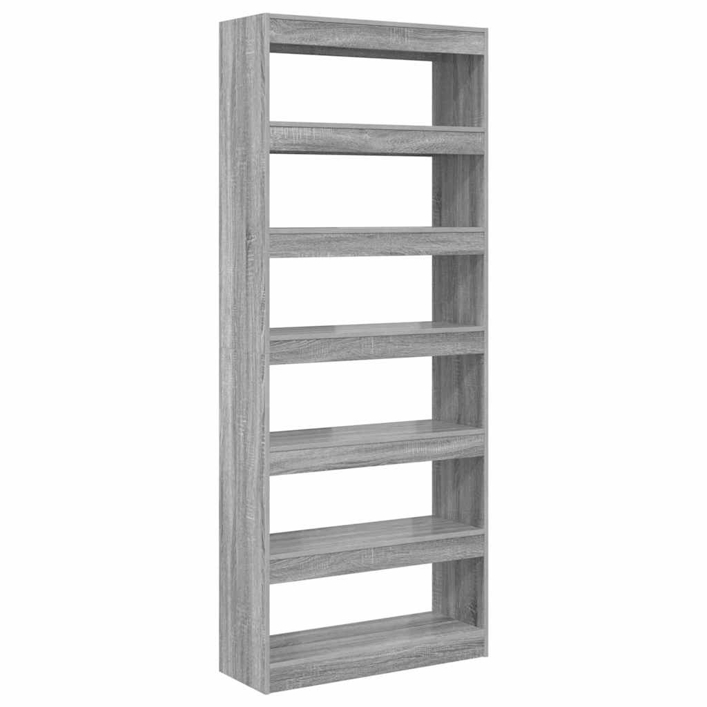 Bibliothèque Sonoma gris 80 x 30 x 198 cm Bois d'ingénierie - XIOS